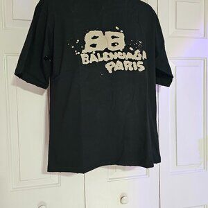 BALENCIAGA HAND DRAWN BB ICON T-SHIRT MEDIUM FIT IN BLACK SIZE S NWT $ 675